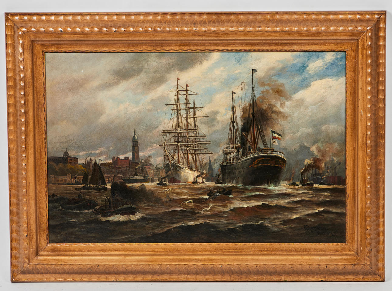 ALFRED JENSEN. Gemälde, Hamburger Hafen, 1916.