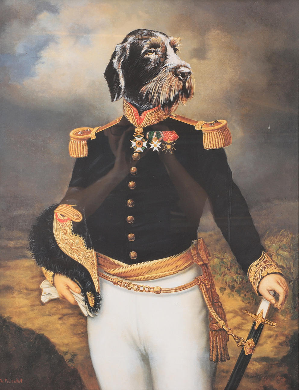 THIERRY PONCELET. Hund in Uniform, Druck.