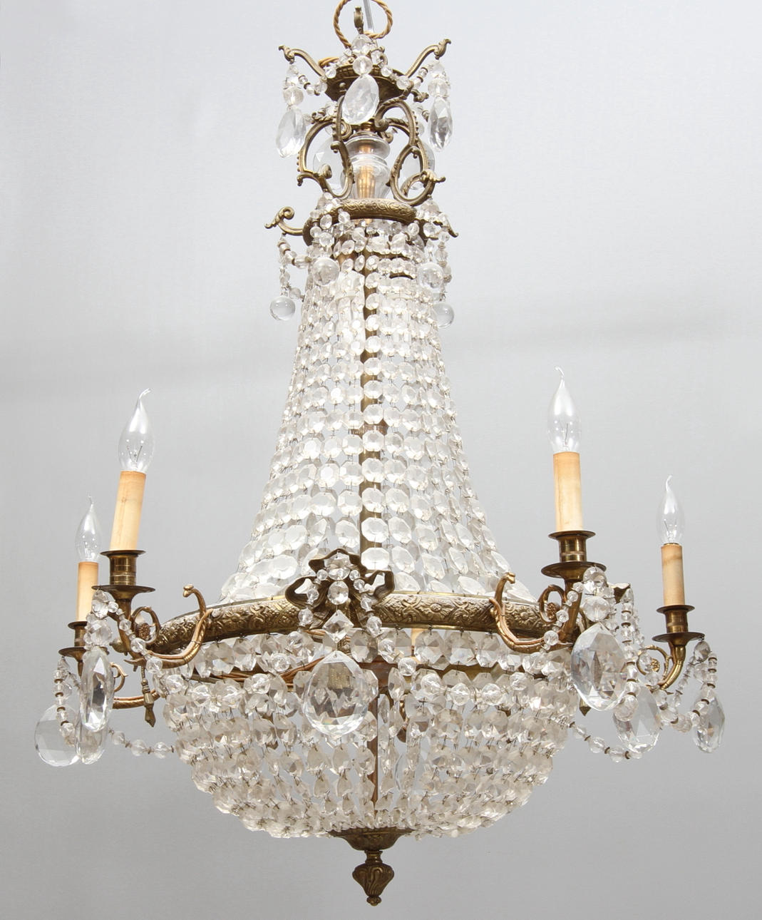 LJUSKRONA, 5 ljusarmar, Louis XVI-stil, 1900-tal.