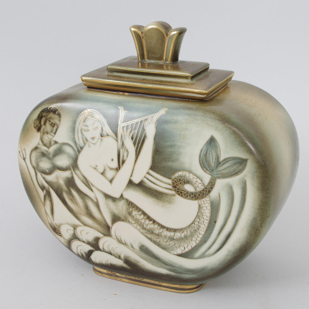 URNA MED LOCK, "Flambé", Gunnar Nylund, Rörstrand-Lidköping.