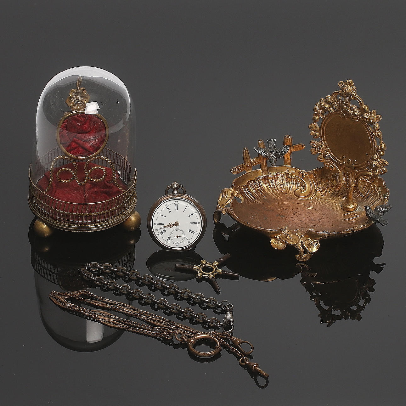 KLOCKGÖMMA och KLOCKSTÄLL samt MORMORS, silver, "Ancre" 18/1900-tal.