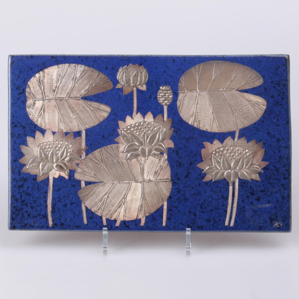 VÄGGTAVLA, "Vit näckros", Heinz Erret, Gustavsberg.