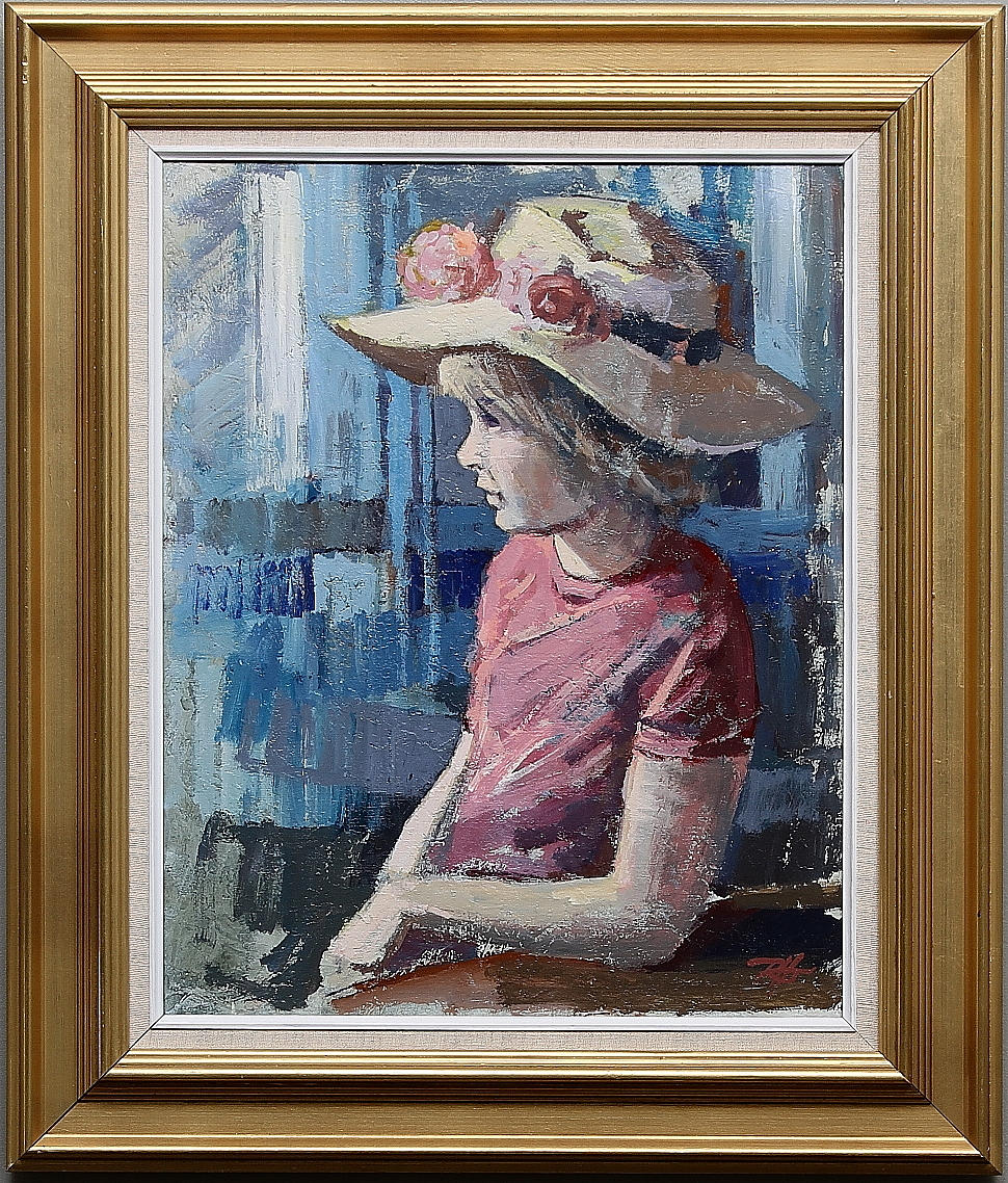 ROALD HANSEN. Olja på duk, "Pernille", signerad.