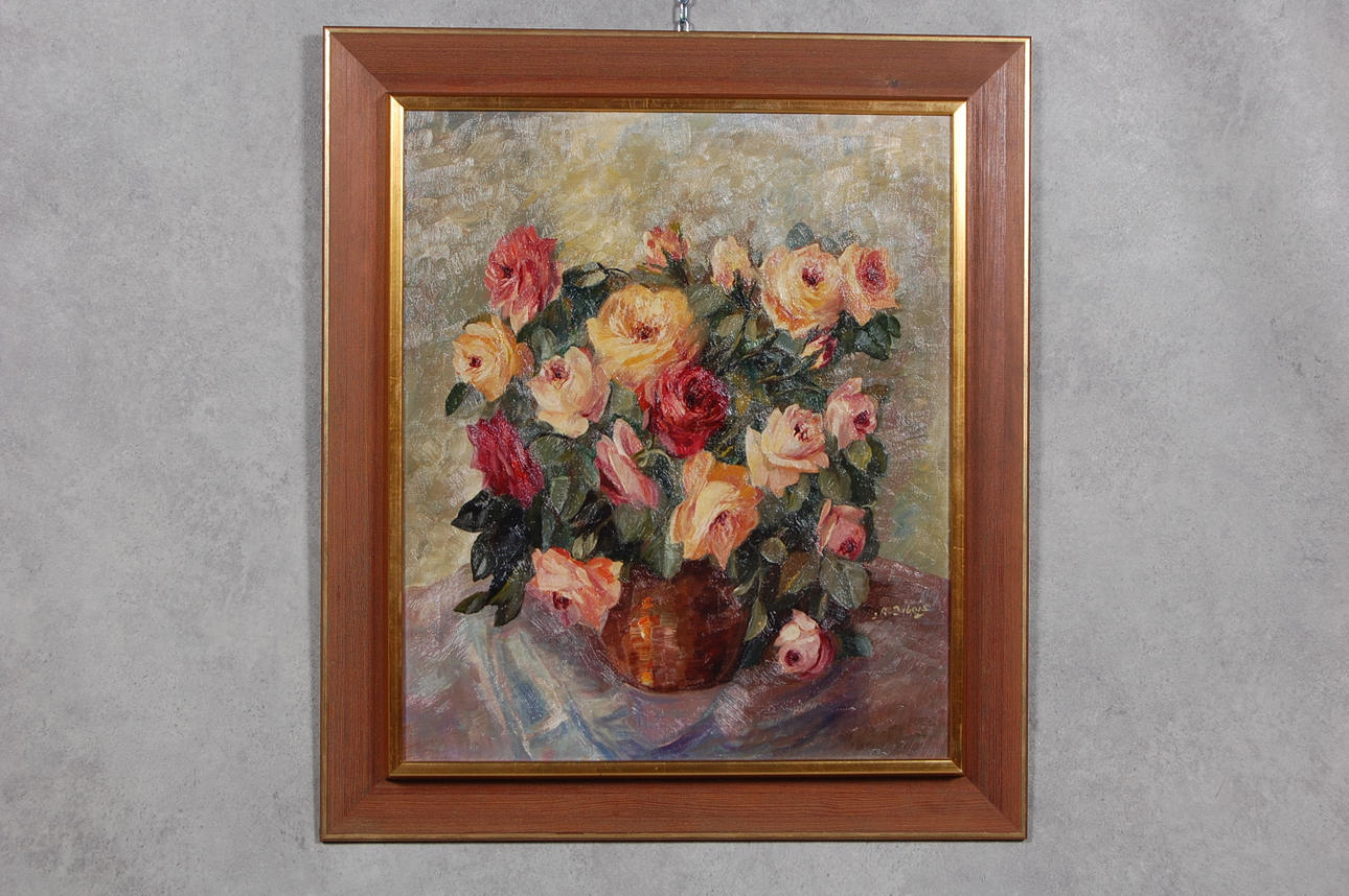 OKÄND KONSTNÄR. stilleben, olja på duk. Otydligt signerad.