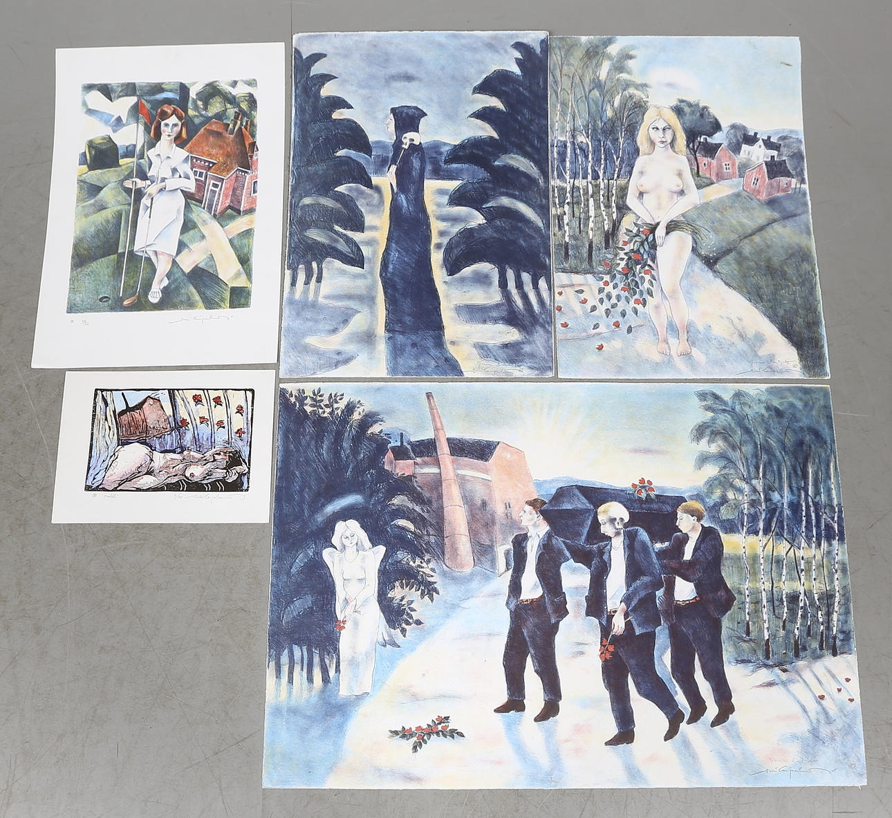 JUSSI TAIPALEENMÄKI. 5 st, litografier, signerade, 2 numrerade.