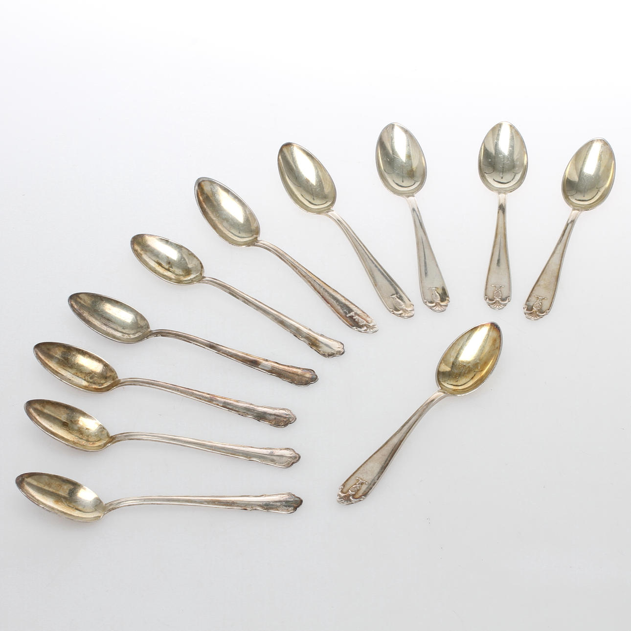 MOCCASKEDAR 2 modeller, 6+5 st, silver, 1900-tal.