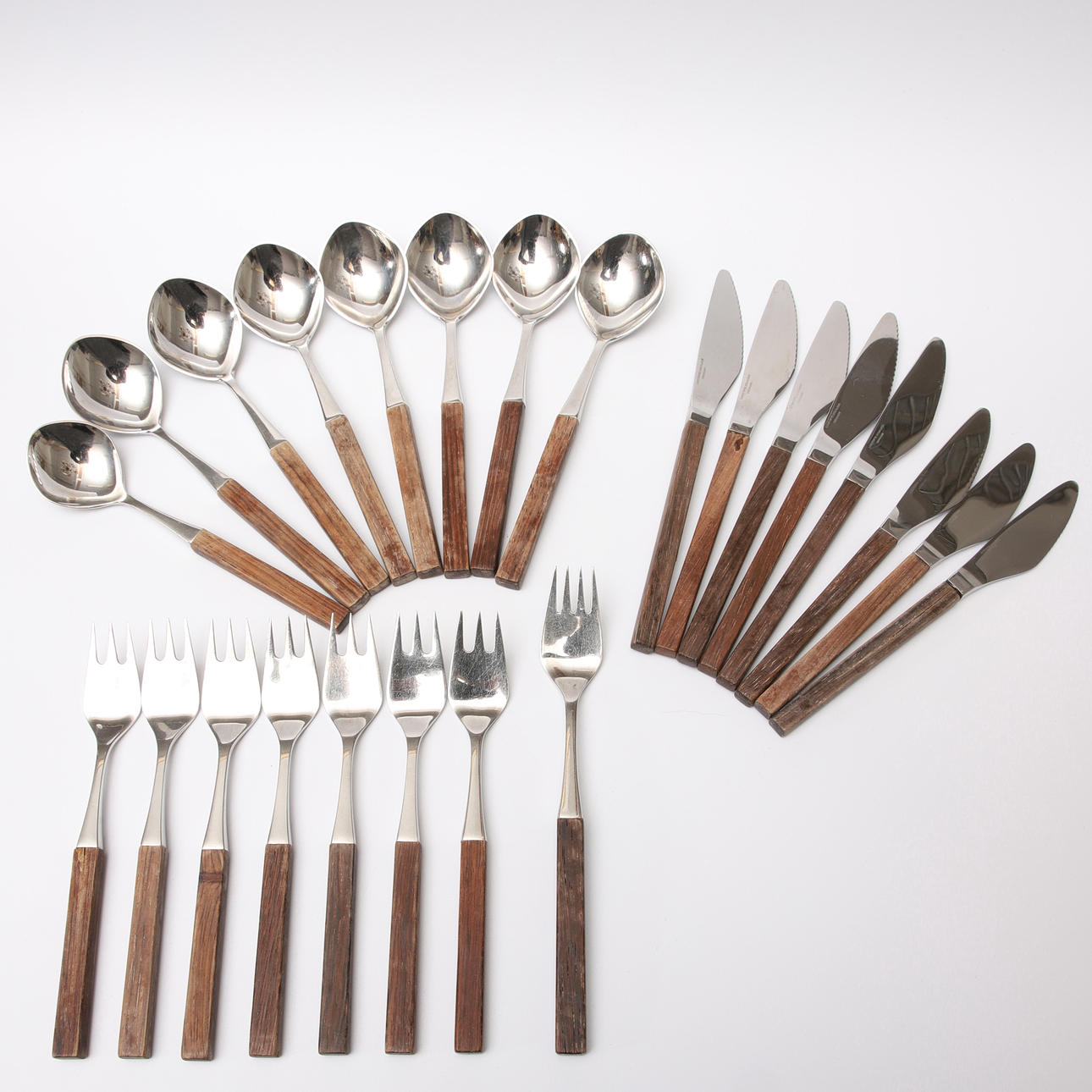 CUTLERY, 24 pieces, stainless steel & teak, 