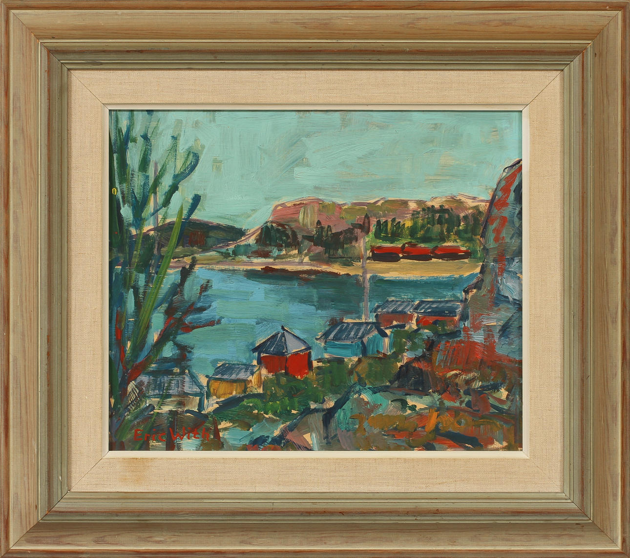 ERIC WITH. Västkustsvy, olja på pannå, sign.