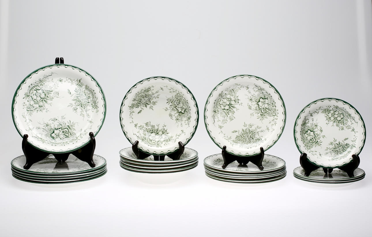 SERVISDELAR, Porslin 27 delar "Grön Anna", Rörstrand.