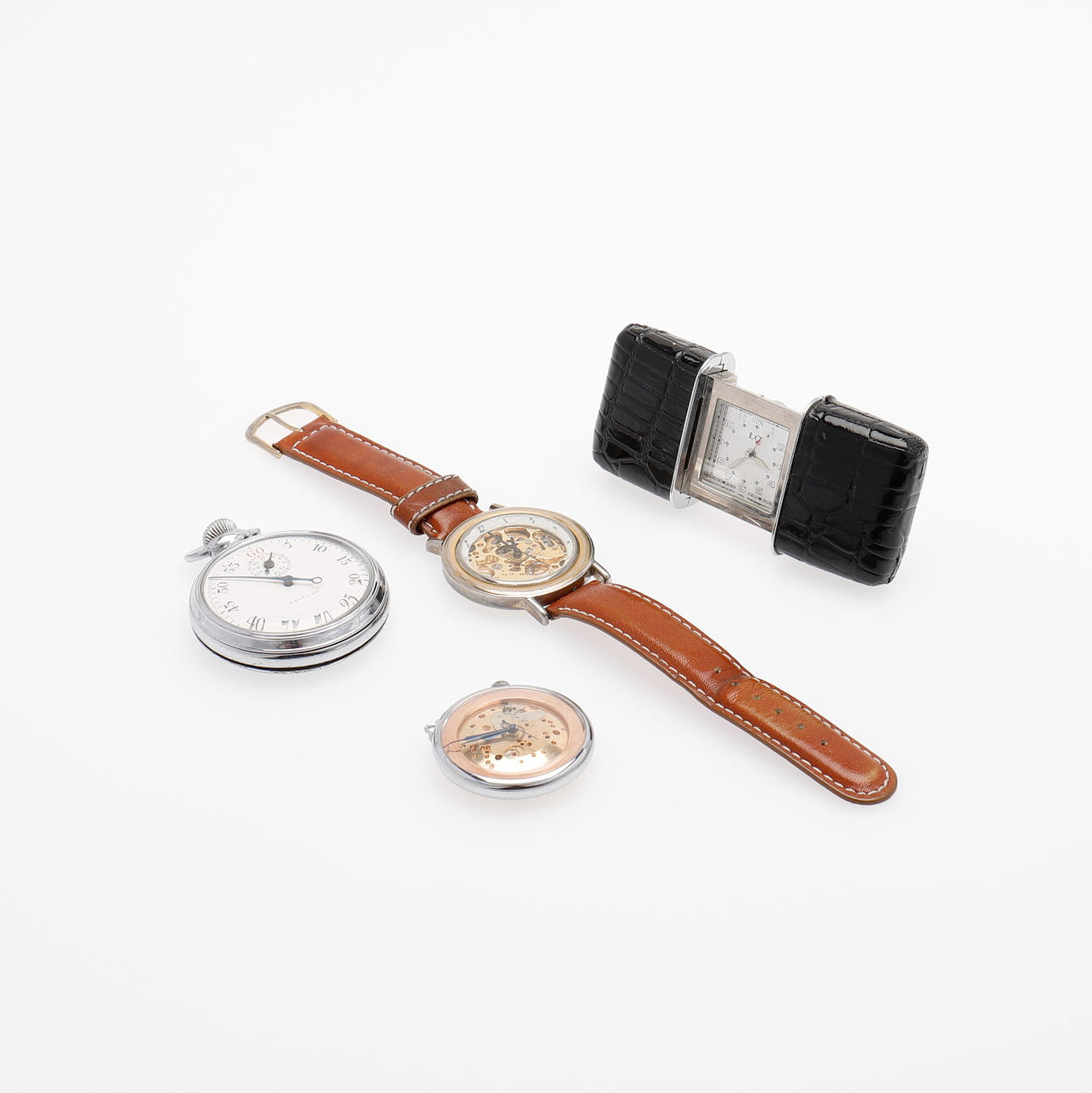CLOCKS, FOUR PIECES.
