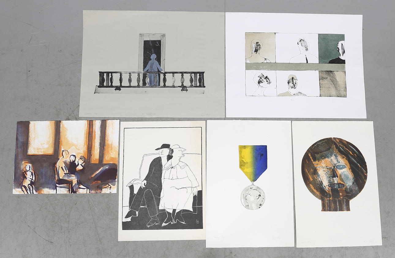 ÖRJAN WIKSTRÖM. Litografier, 6 st, signerade samt signerad i plåten.