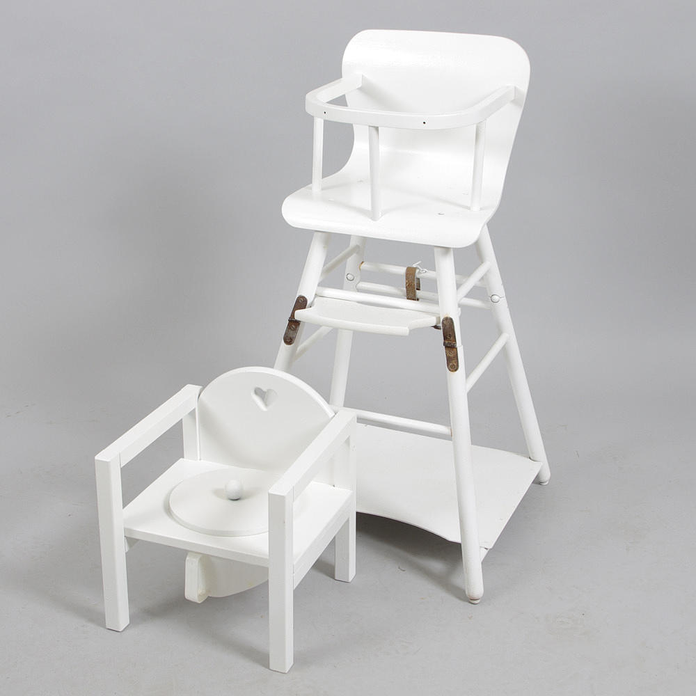 BARNSTOL SAMT POTTA, vitmålade.