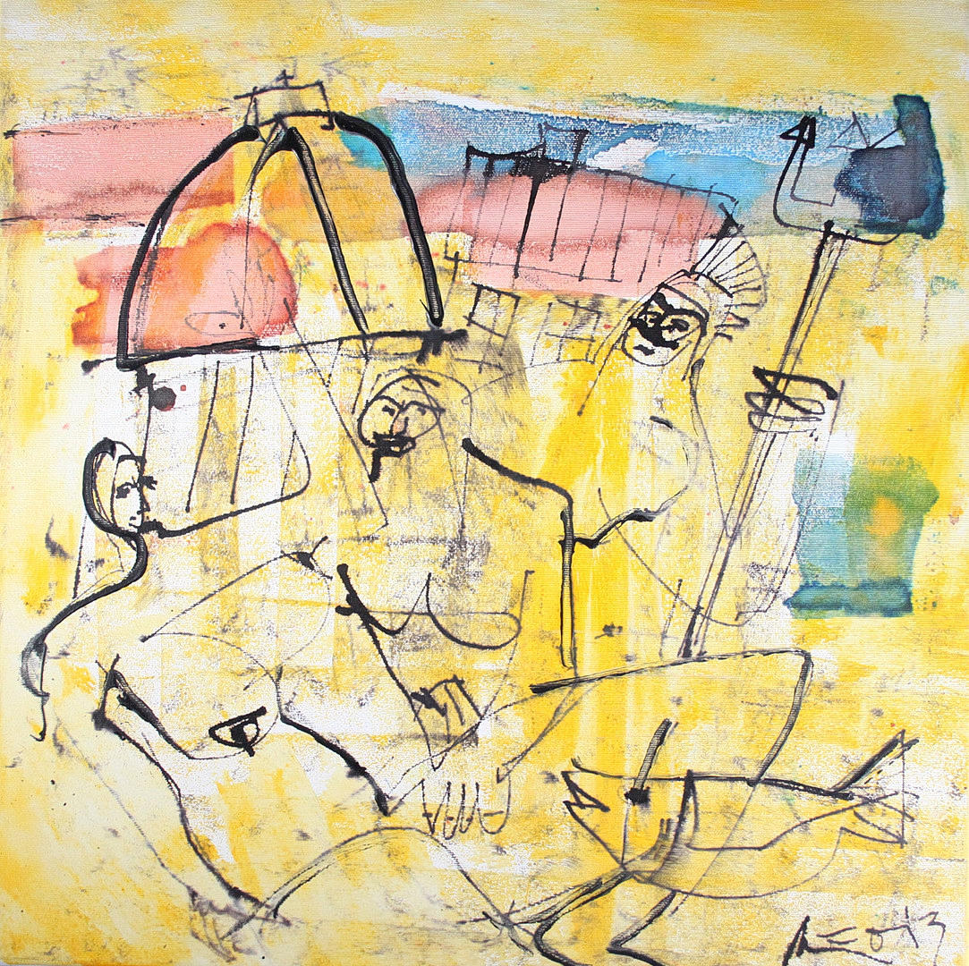 STUDIO OF MAX MÜLLER (BK). 'Poseidon', acrylic on canvas, signed.