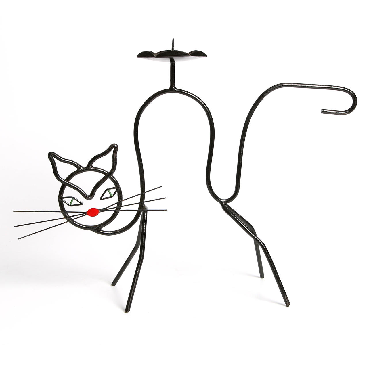 LJUSSTAKE, i form av katt, stringmodell, Gunnar Ander, Ystad Metall, 1950/60-tal.