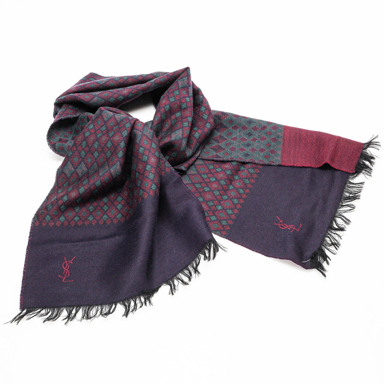 YVES SAINT LAURENT, Halsduk i jaquardvävd ull.