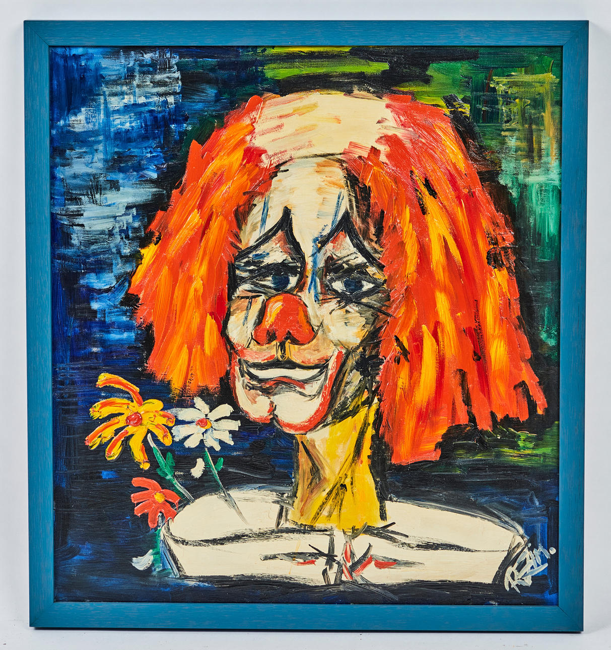 R. ZIMMER. målning, clown.