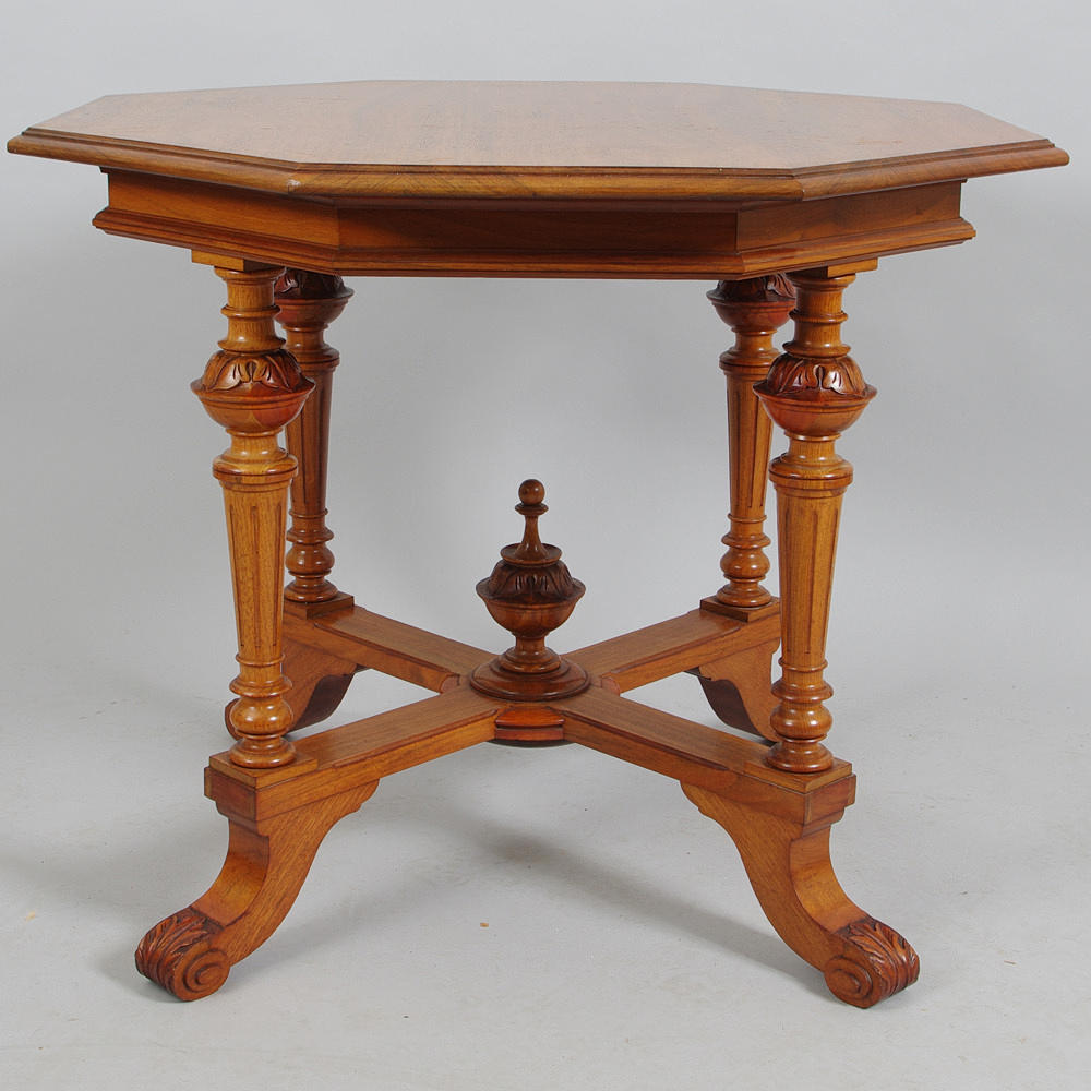 SALONGSBORD, 8-kantigt, mahogny, nyrenässans.