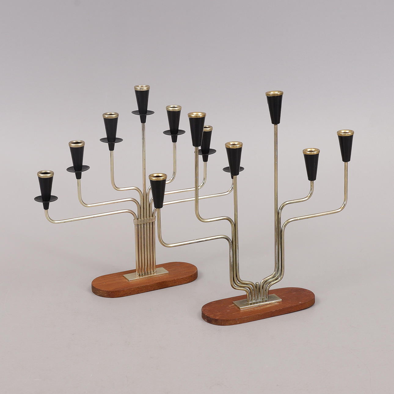GUNNAR ANDER. Candlesticks/candelabras, 2 pcs., wood, metal.