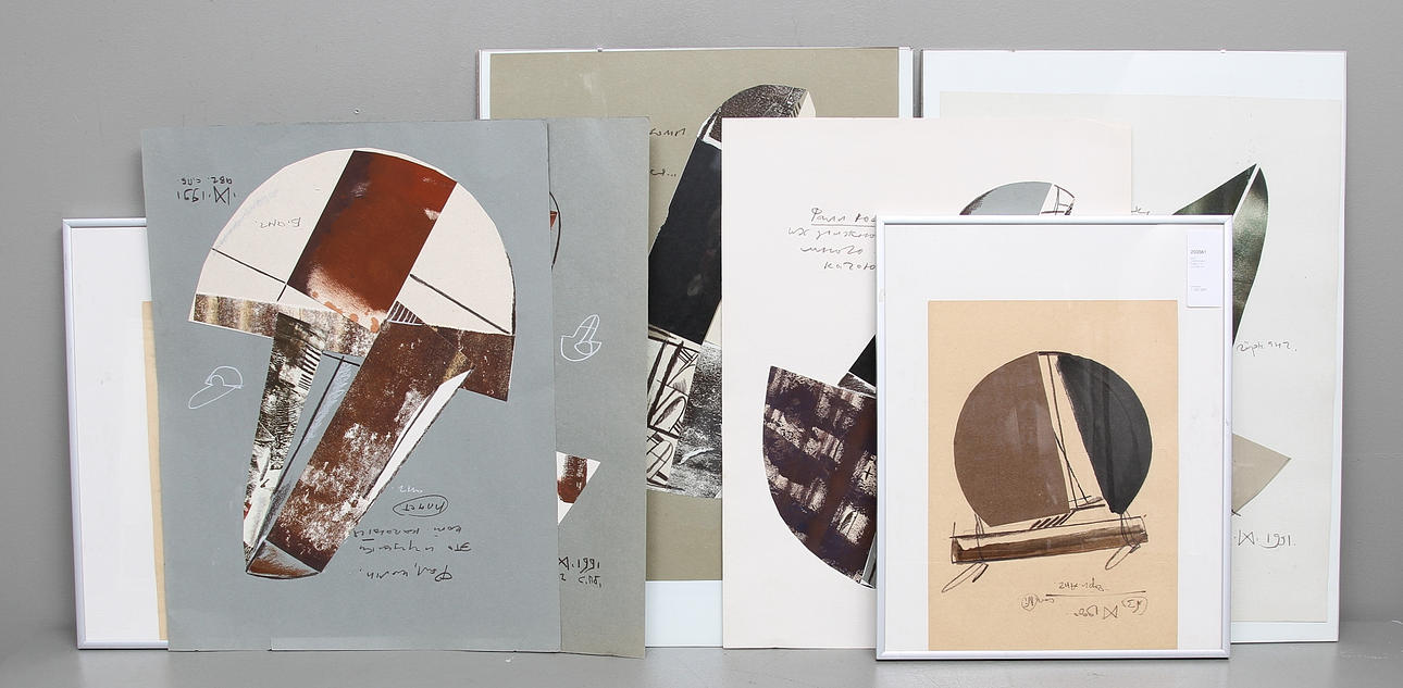 IGOR CHARTJENKO. Collage, 7 st, signerade.