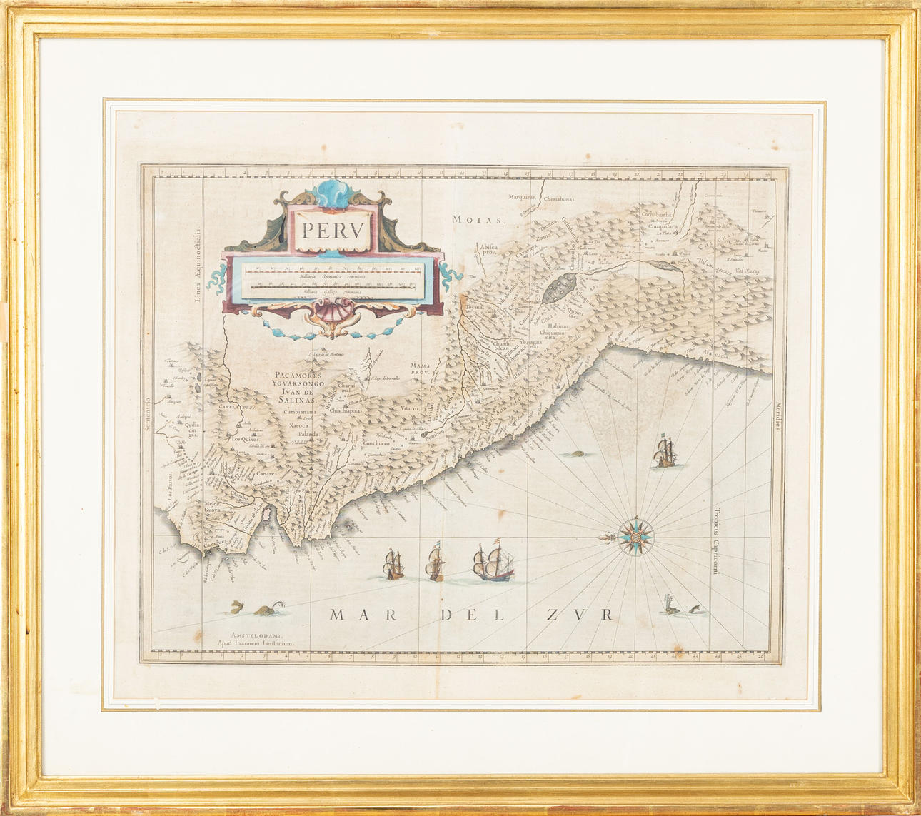 JOANNES JANSSONIUS. MAP, Peru. published about 1630.