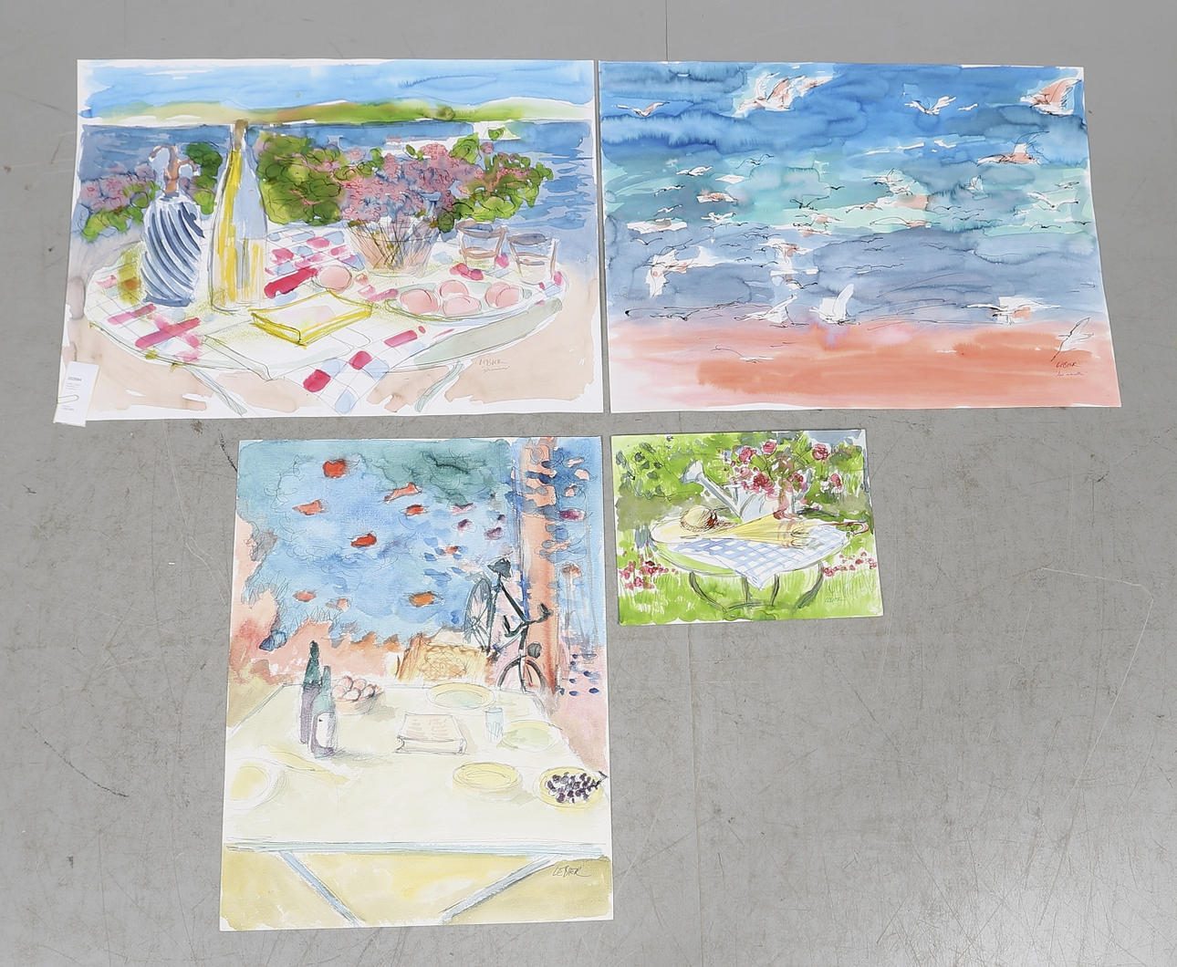 DANIEL LEBIER. Blandteknik, 4 st, signerade.