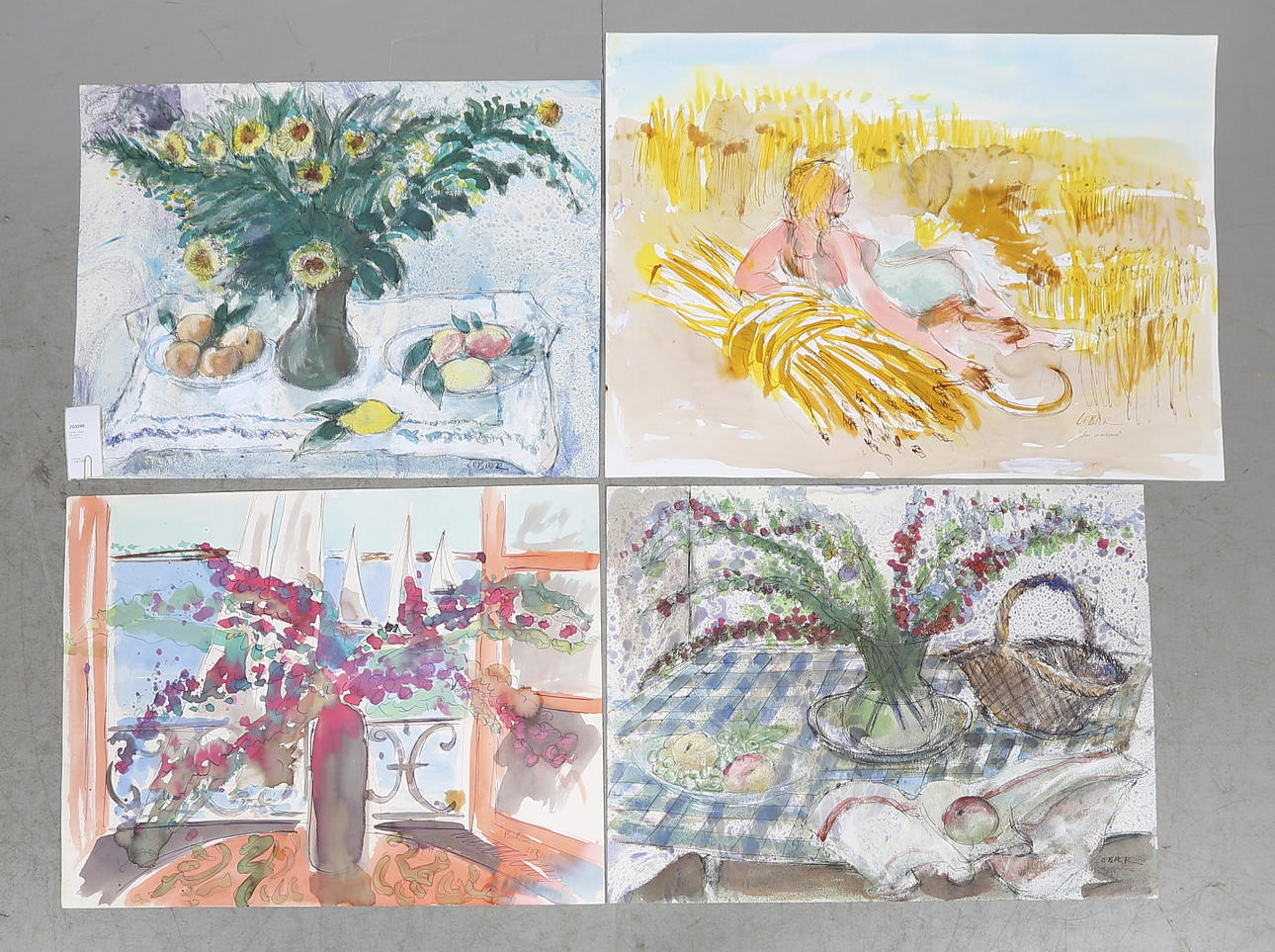 DANIEL LEBIER. Blandteknik, 4 st, signerade.