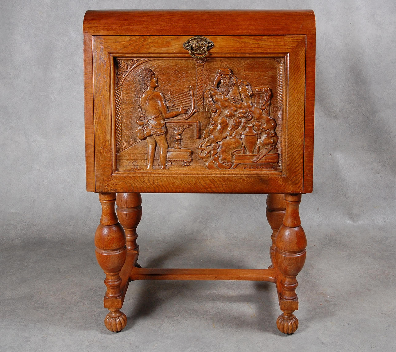 BARSKPÅP, rikligt skuren dekor, 1940-tal, märkt Anton Palmqvist.