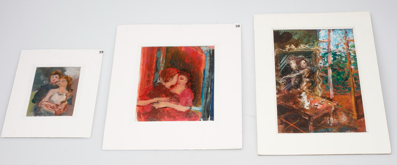 DANIEL LEBIER. Olja på duk, 3 st, signerade.