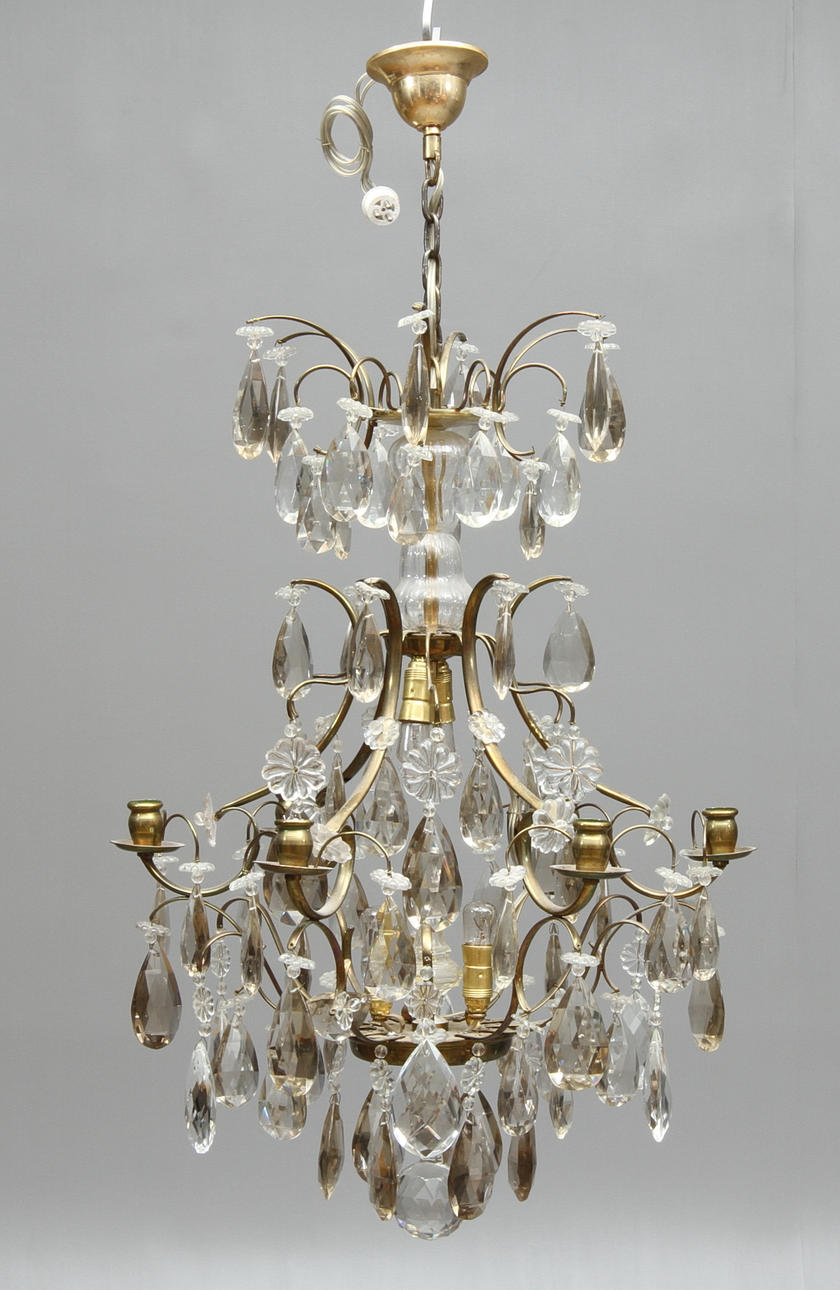 LJUSKRONA, rokokostil, 6 ljusarmar, 1900-tal.