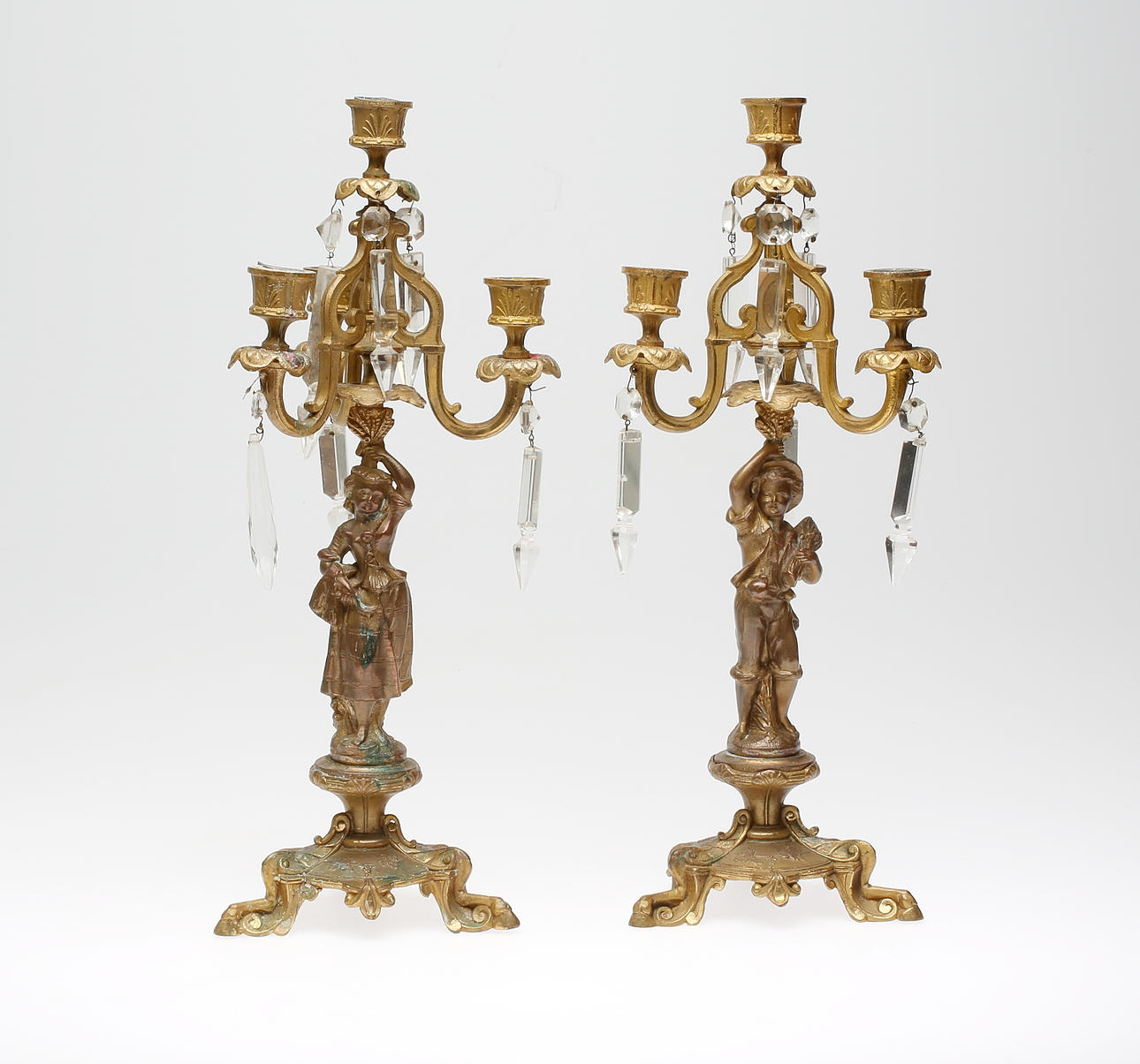 KANDELABRAR, 1 par, 1800-tal, signerade.