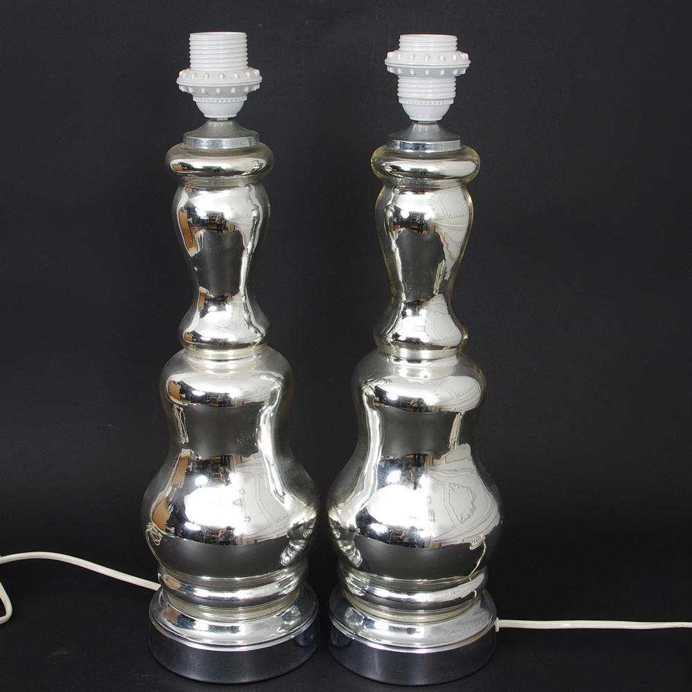 BORDSLAMPOR, 1 par, försilvrade, 1960/70-tal.