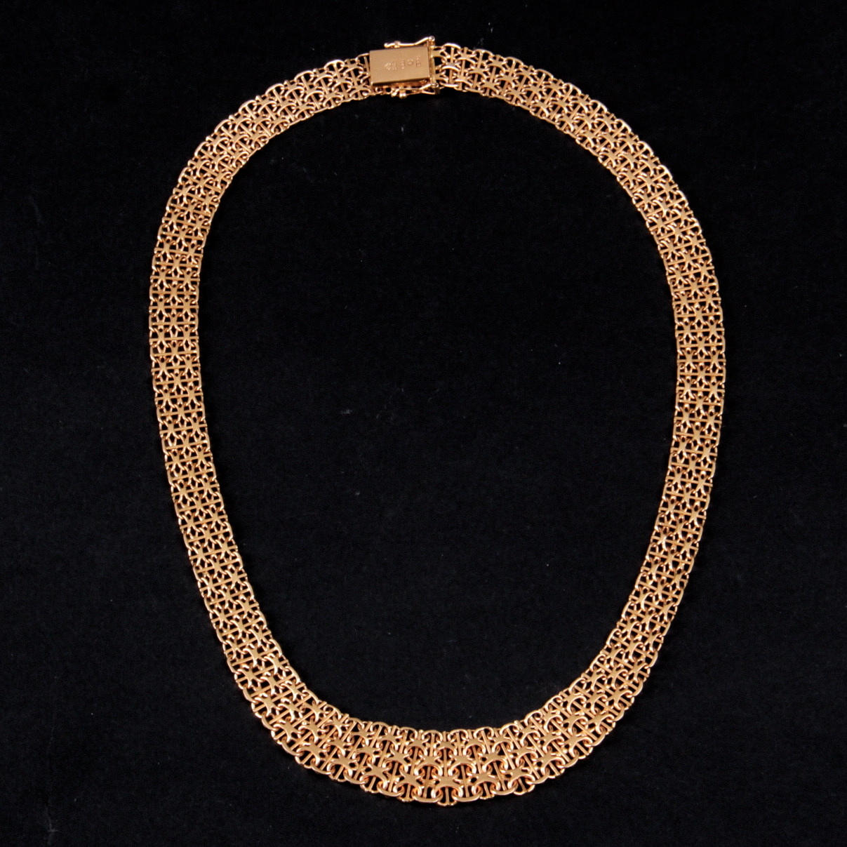 HALSBAND, 18k guld, x-länk med stav, Brofod Aktiebolaget, Falköping, 1978.
