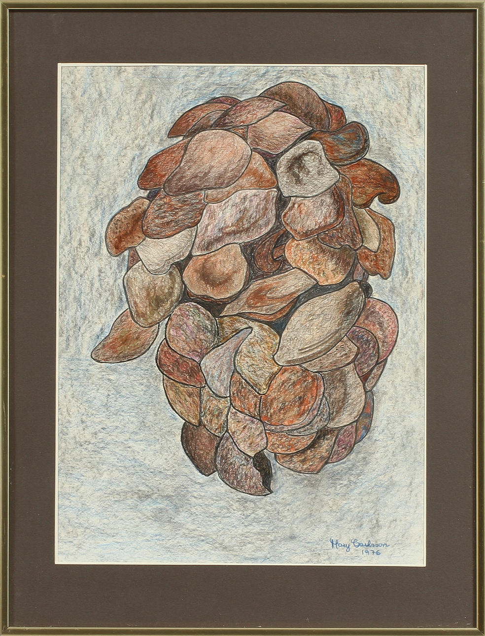 MARY CARLSSON. Komposition, krita, signerad och daterad 1976.