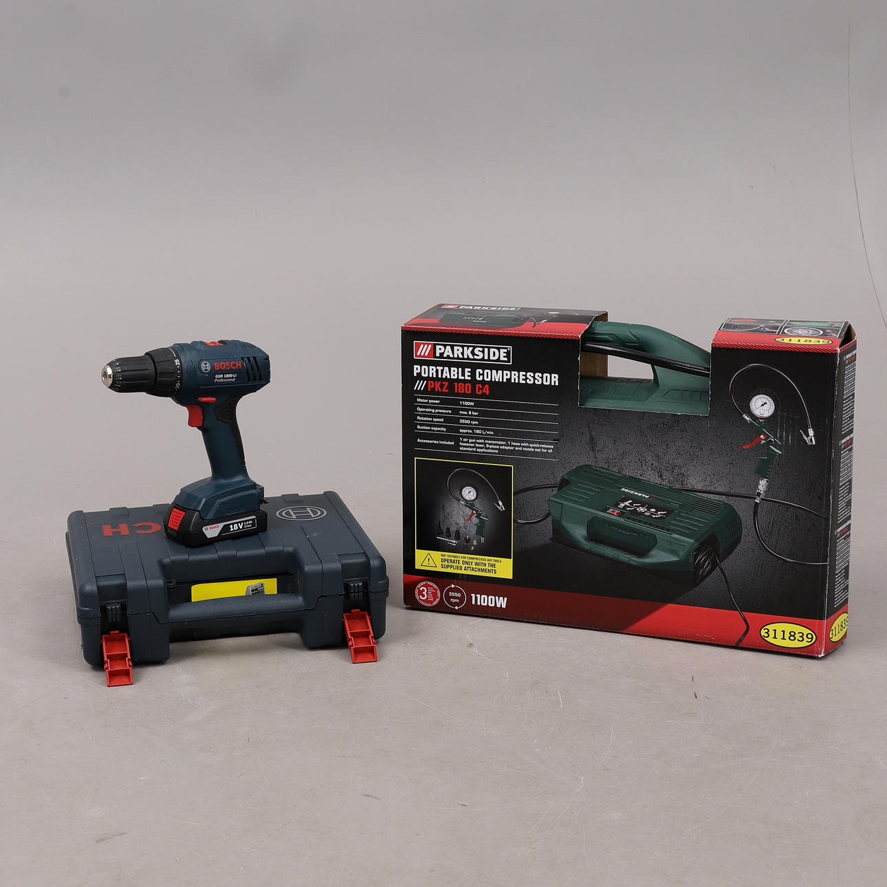 KOMPRESSOR, SCHRAUBENZIEHER, 2 Teile, Bosch, Parkside.