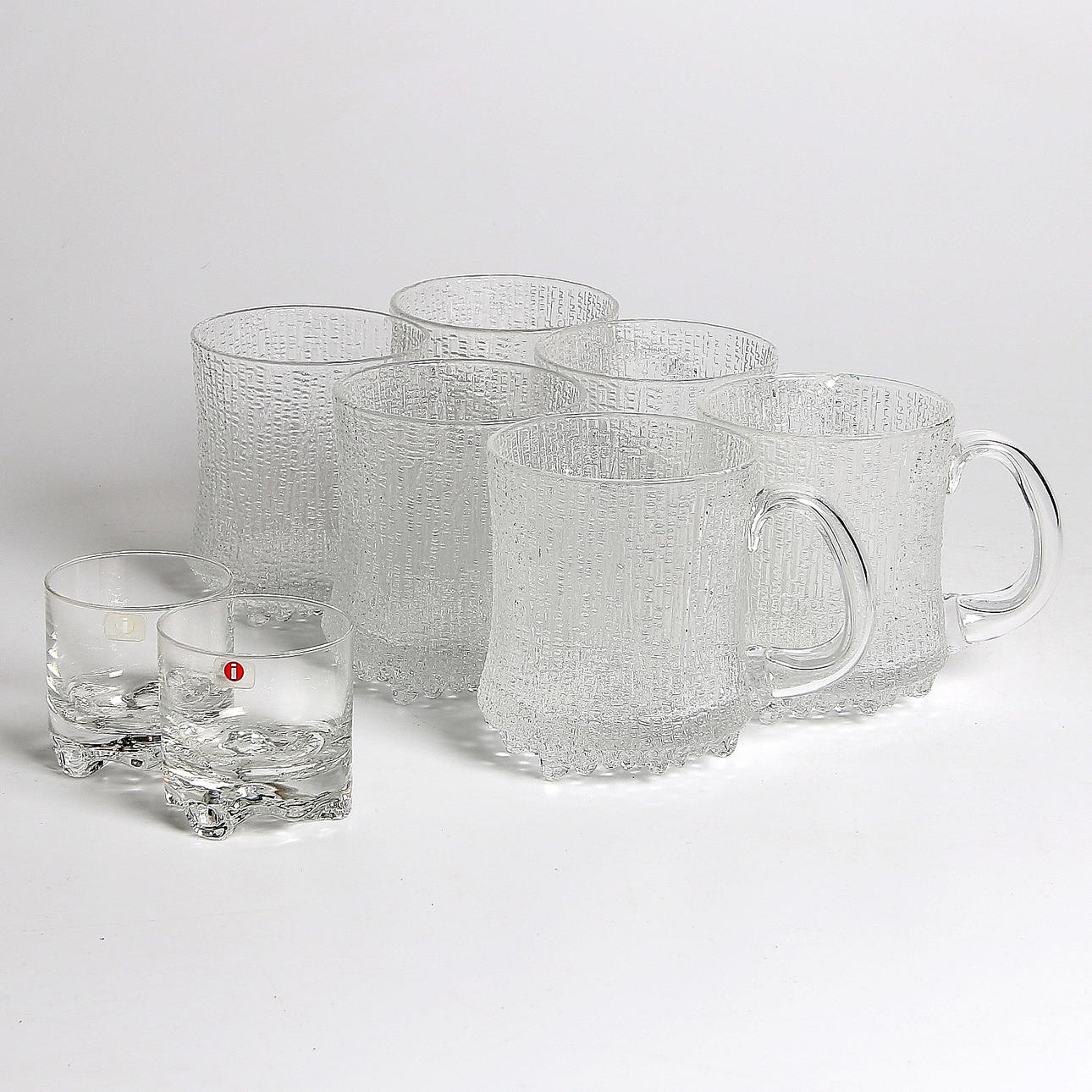 ÖL samt WHISKEYGLAS, 8 delar, bl.a. "Ultima Thule", Tapio Wirkkala, Iittala.