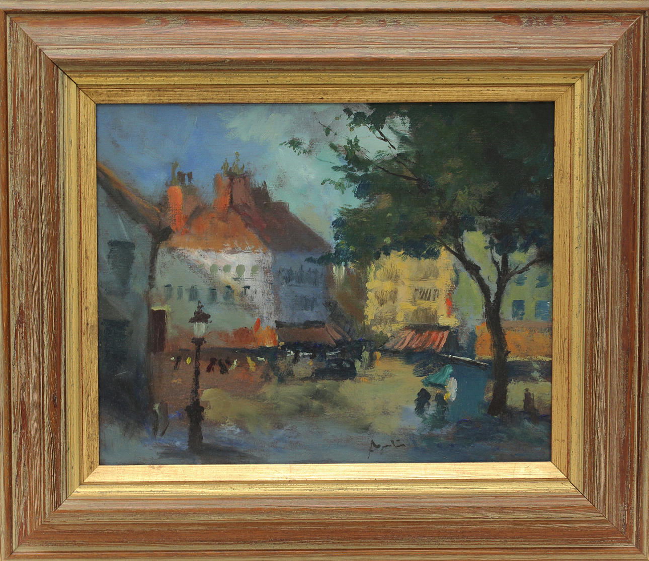 ARNE ASPELIN. Stadsbild. Olja på pannå. Signerad Aspelin.