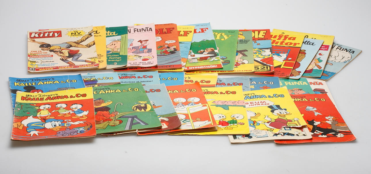 SERIETIDNINGAR, 30 st. Bland annat Familjen Flinta och Kalle Anka.