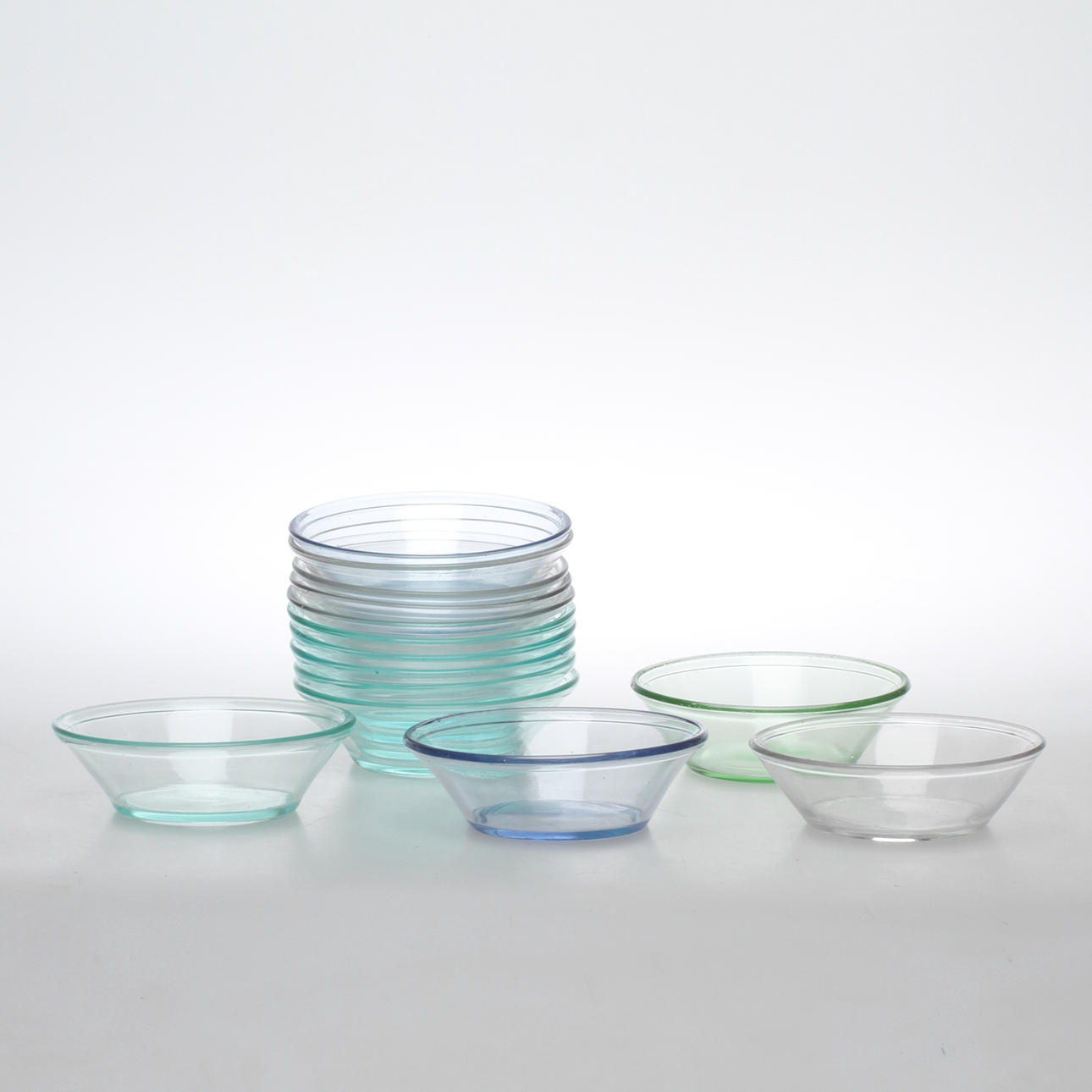 FILBUNKSSKÅLAR, 14 st, glas, 1900-tal.