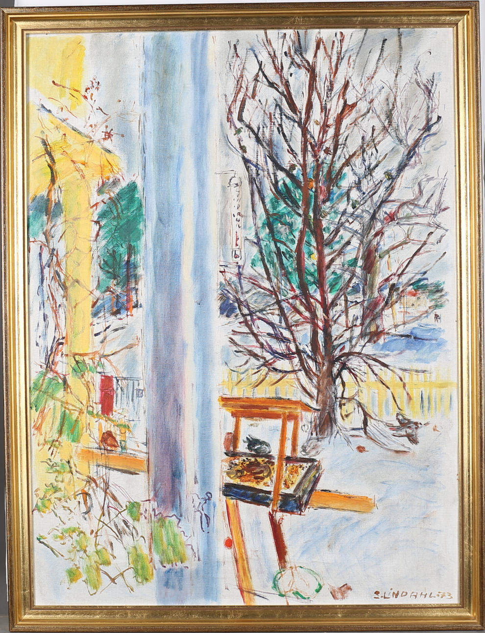 STEN LINDAHL. "Vid fönstret". Olja på duk, signerad och daterad -73.