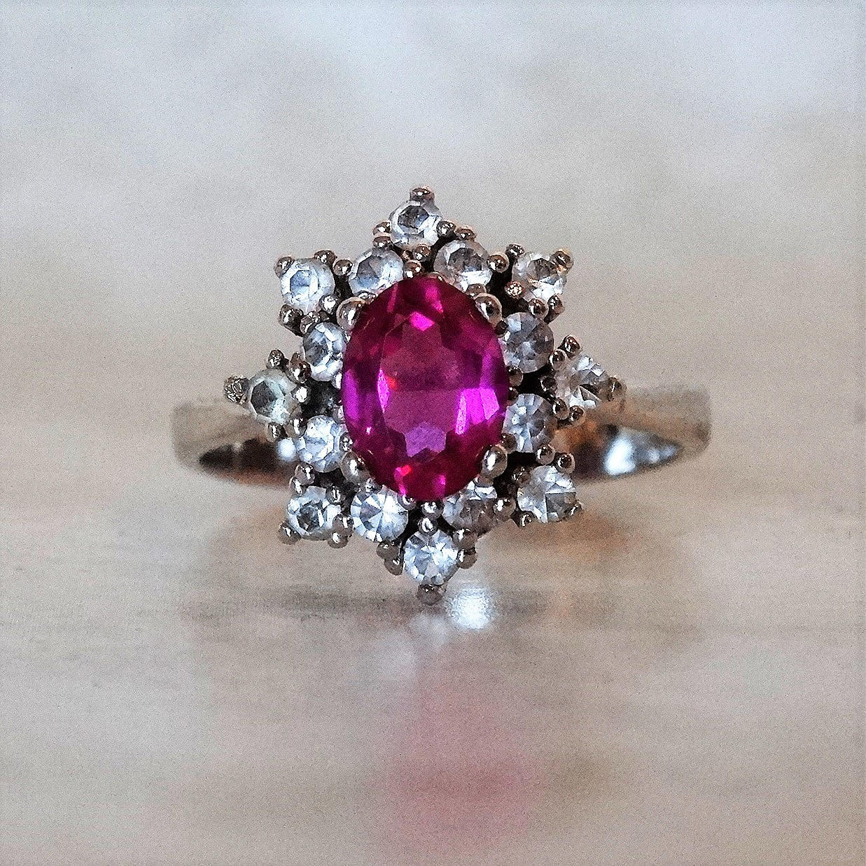 925/SILVERRING med rosa ädelsten.