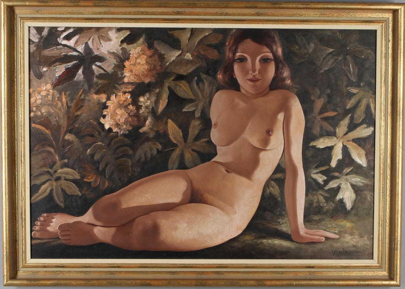 HARRY WALDOW. Kvinnostudie. Olja på pannå. Signerad H.Waldow.