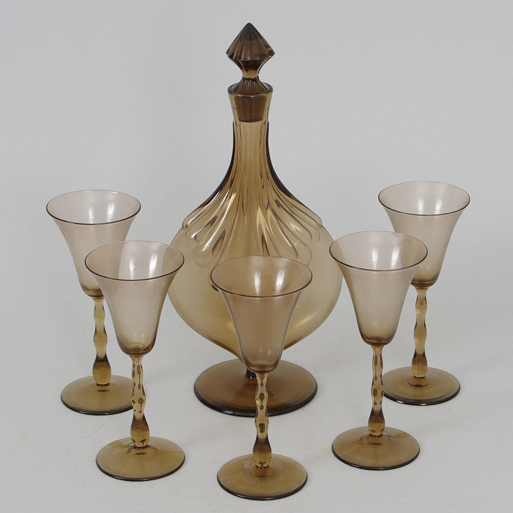 KARAFF SAMT 5 GLAS, design Simon Gate, Sandviksglas.