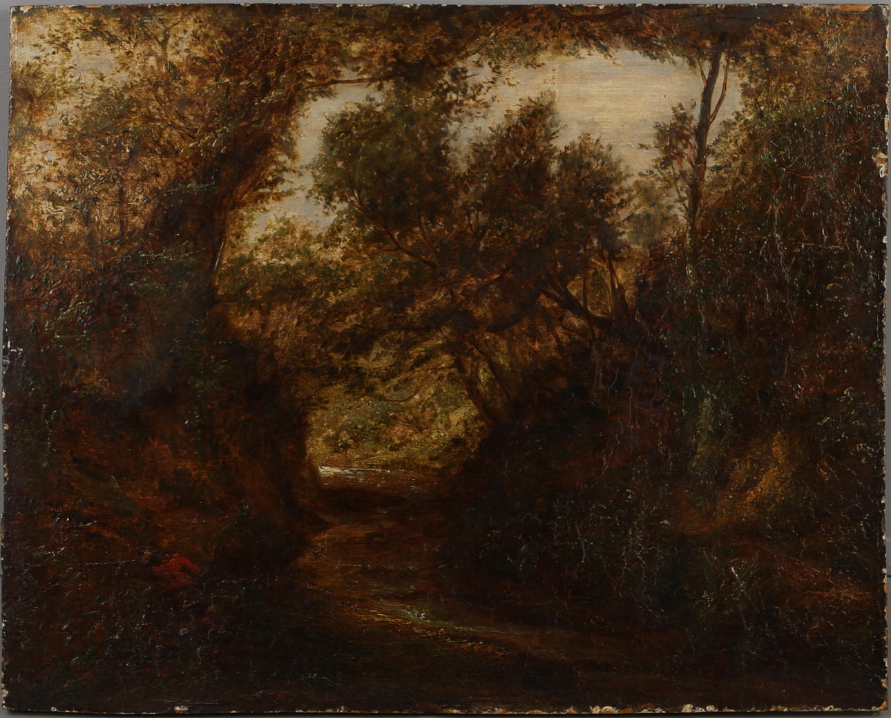 OKÄND KONSTNÄR (ENGLAND). Landskapsmotiv, olja på pannå. Bär signatur John Constable -1807.