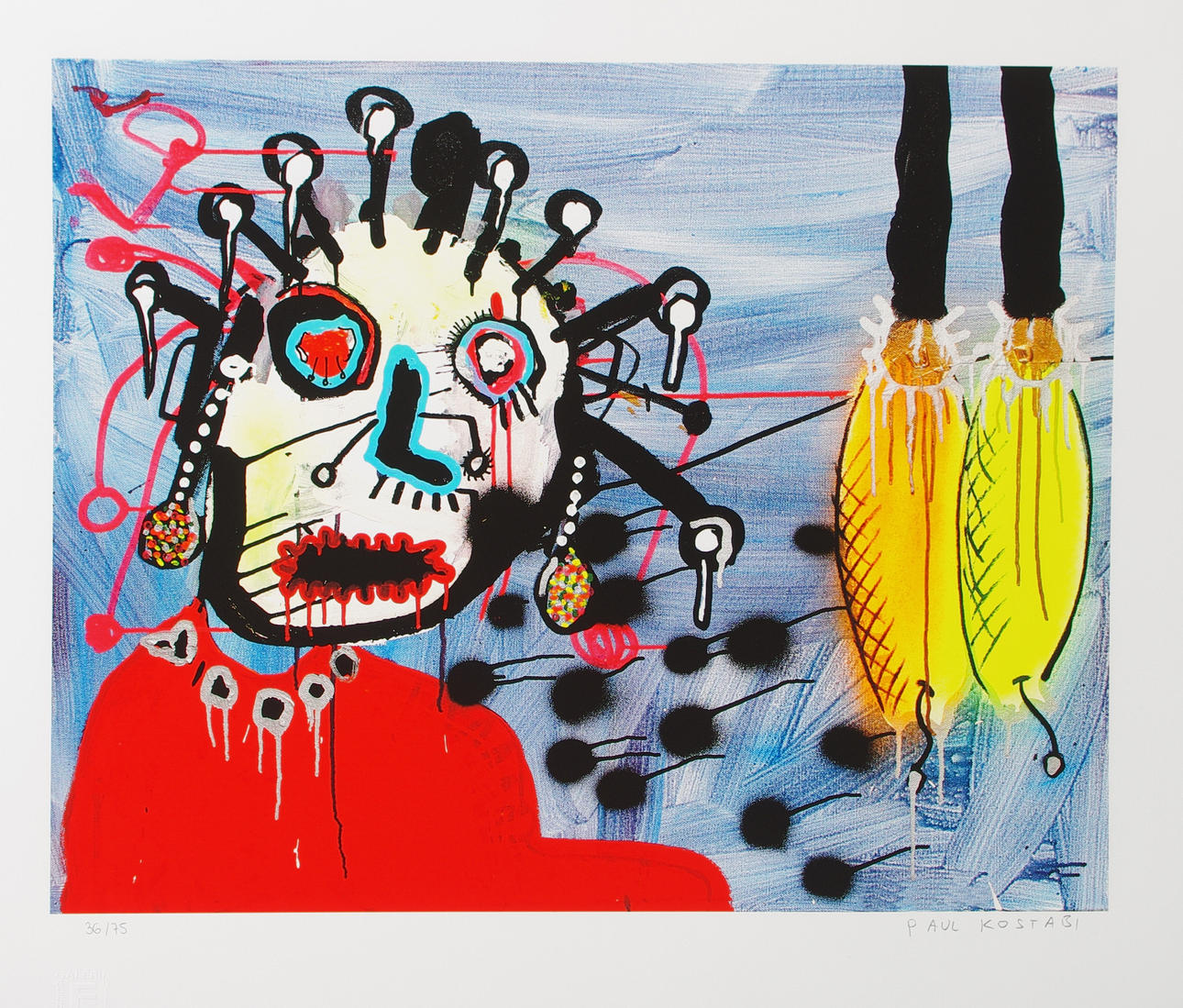 PAUL KOSTABI. "Grazing", screentryck på bomullspapper.