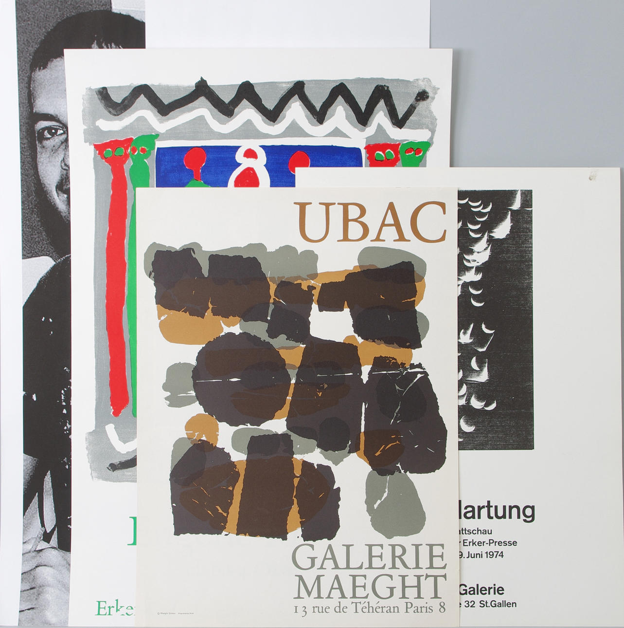 LITOGRAFISKA UTSTÄLLNINGSAFFISCHER, 3 stycken.