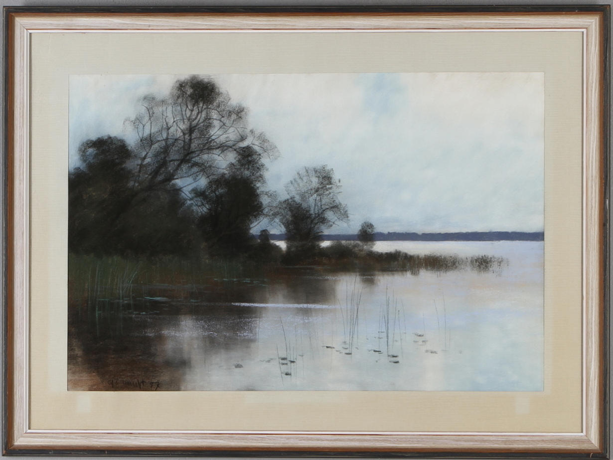 CARL BRANDT. sjölandskap, pastell, siignerad samt daterad -97.