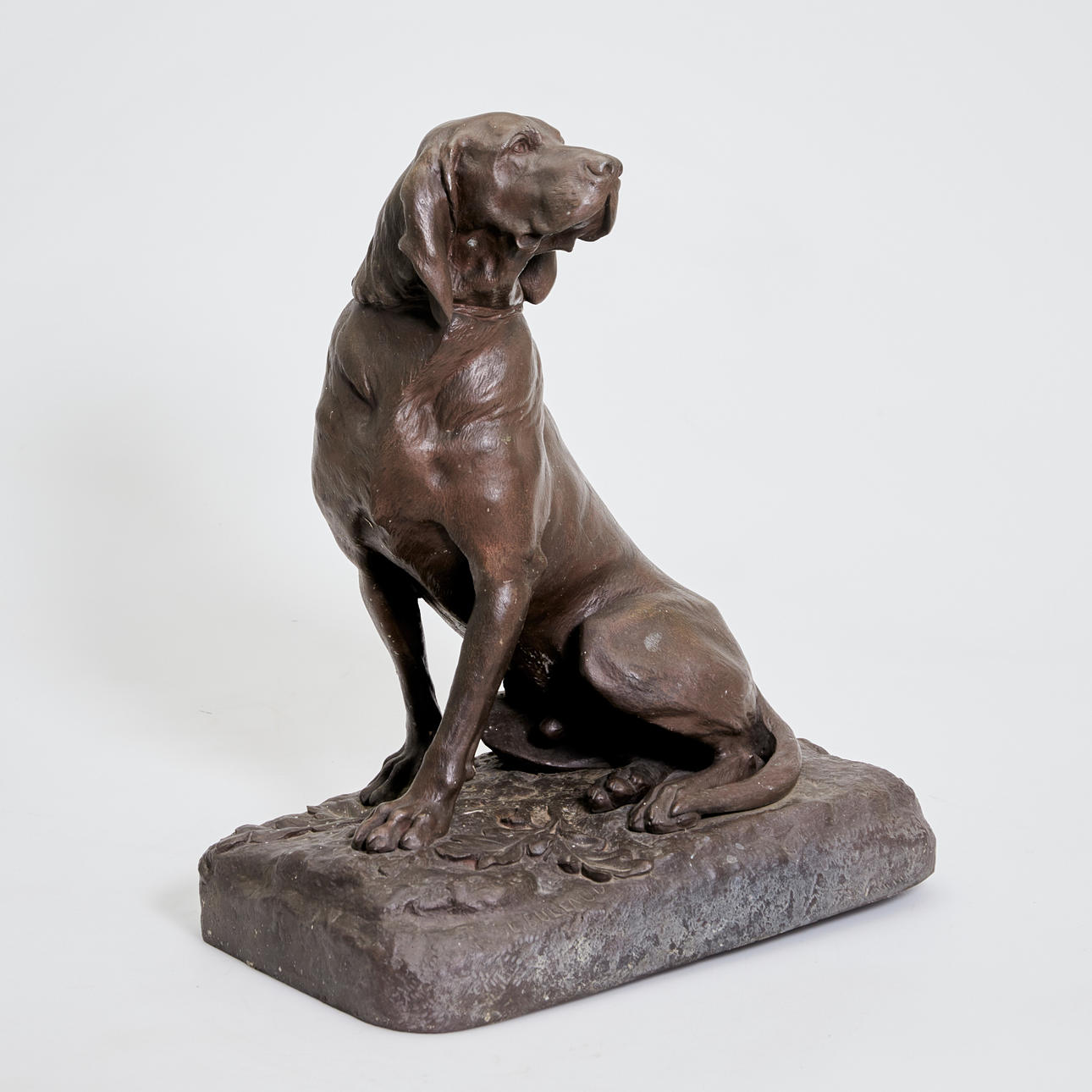 LÉON BUREAU (1866-1906). Skulptur / Figur, Jagdhund, Bronze.