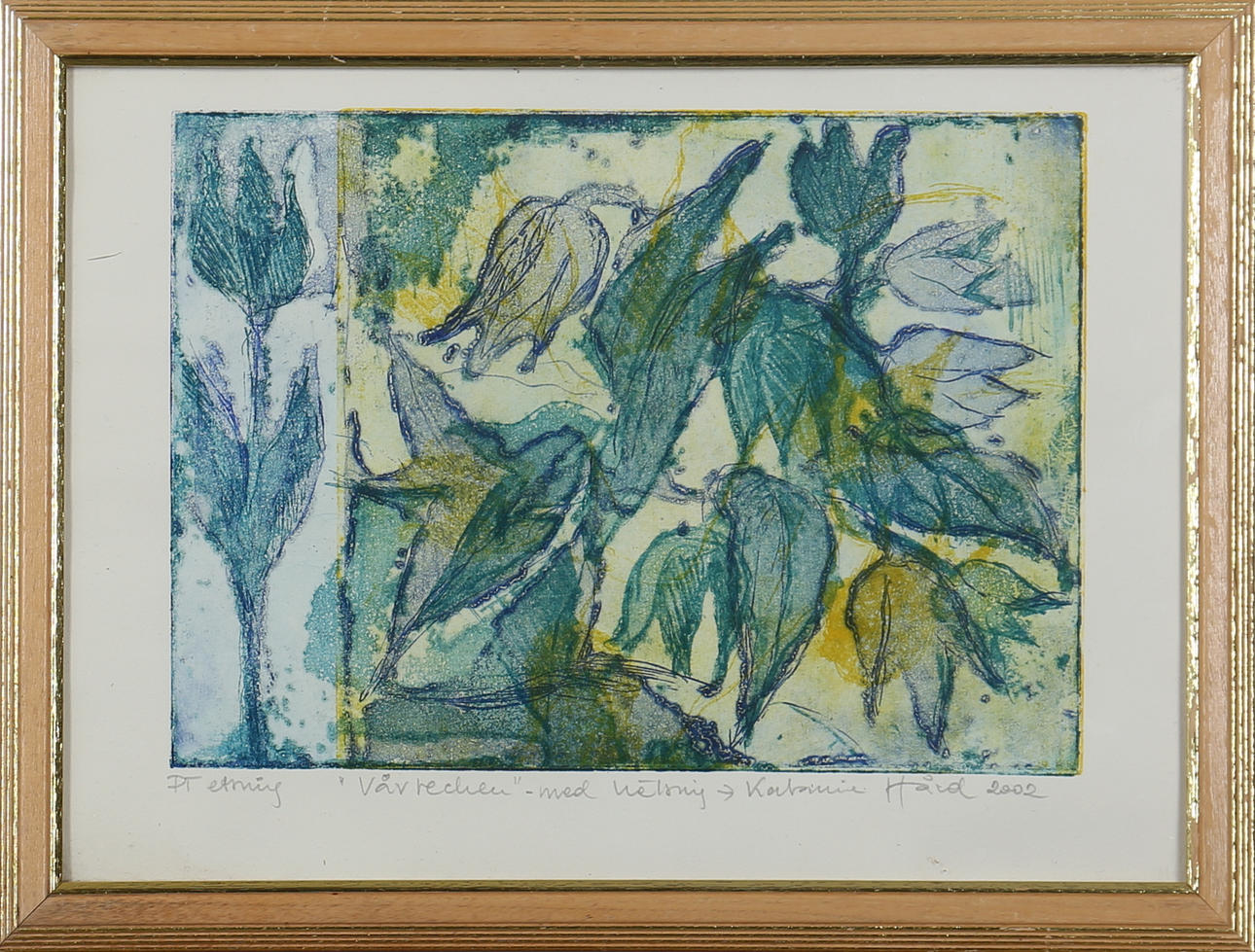 KATARINA HÅRD. Färgetsning. "Vår rechen" Signerad Kastarina Hård. Daterad 2002.