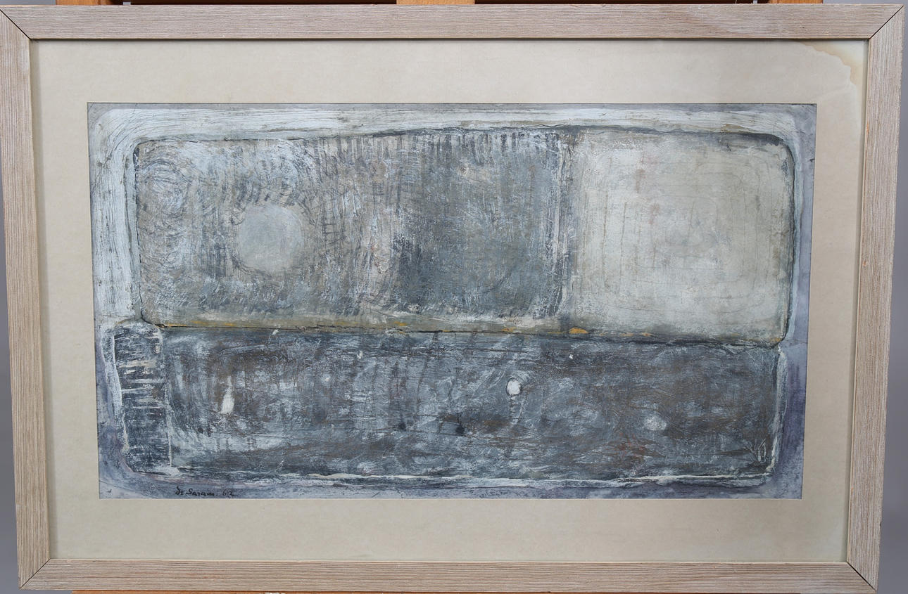 RALPH DE SARAM. Mixed media, Composition, signed de Saram, dated -62.