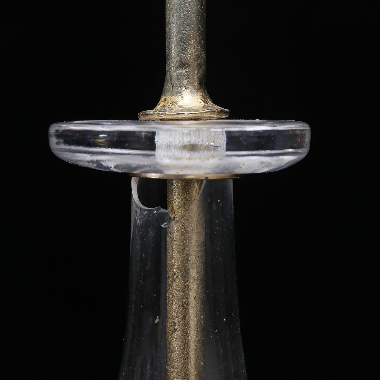 ERIK HÖGLUND. Chandelier, gold-coloured, glass/wrought, 6-armed ...